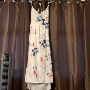 White maxi with lace up back, flower print